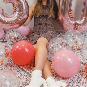 PAPAYA Black Rose Gold Glitter High Neck Dress
